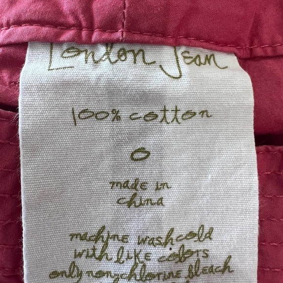 LONDON JEAN FLAT FRONT LOW RISE TAPERED CROP COTTON CARGO PANT PINK SIZE 0 EUC - Picture 7 of 9